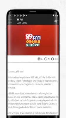 89 FM | São Bento do Sul - SC android App screenshot 0